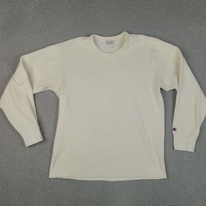 Champion‎ Sweater Womens Large Beige Pullover Striped Sweatshirt Casual Ladies